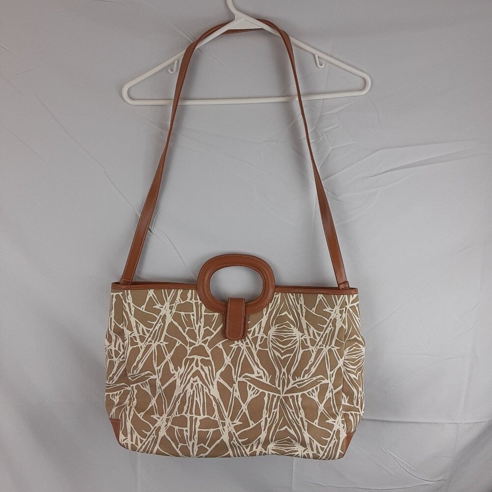 Liz Claiborne Womans BORA BORA Large Fabric & Faux Leather Handbag Tote Purse